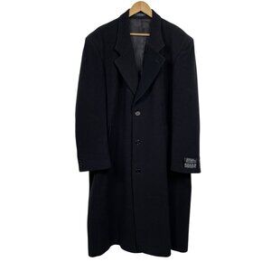 Zylos George Machado Peacoat 48R Mens Cashmere Blend Black Long Overcoat